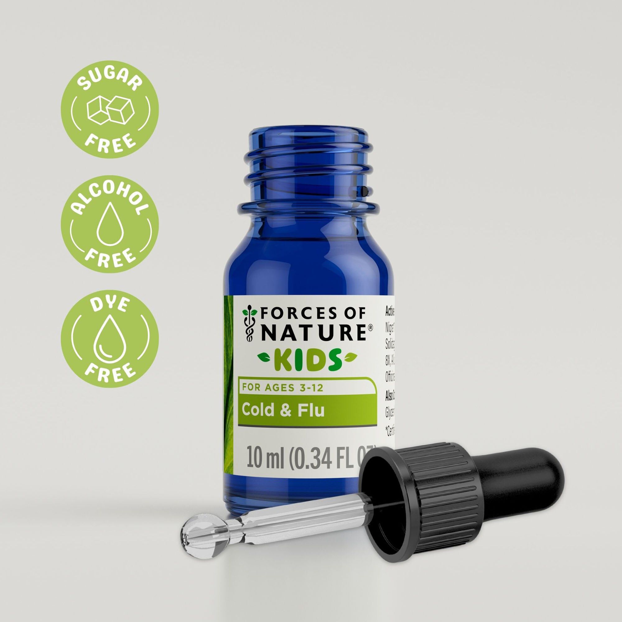 Forces of Nature Cold & Flu for Kids Sublingual Drops, Lemon, 10ml, , large