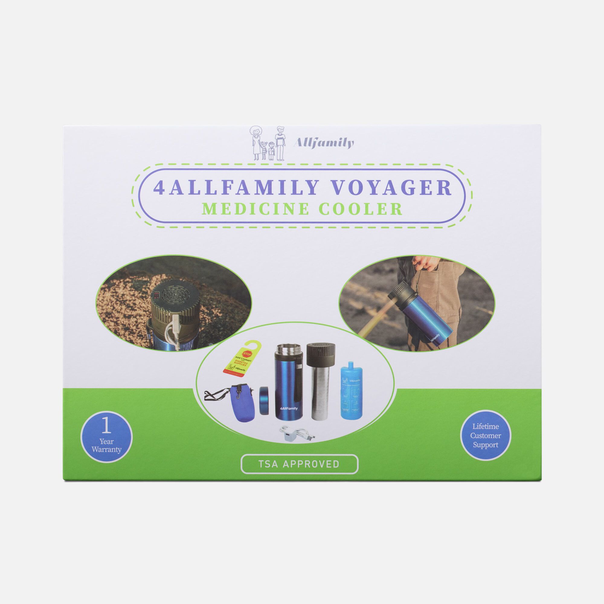 4AllFamily Voyager Large Insulin Travel Case Cooler, USB or Ice Pack Cooling, TSA-Compliant, , large