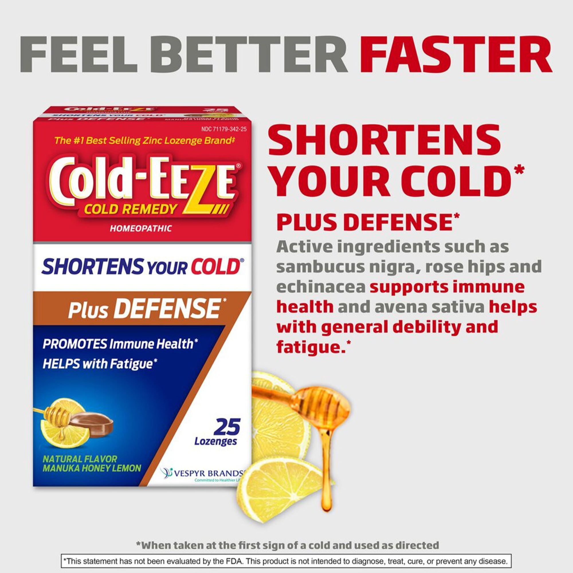 Cold-EEZE Plus Defense Lozenges, Manuka Honey and Lemon, 25 ct., , large