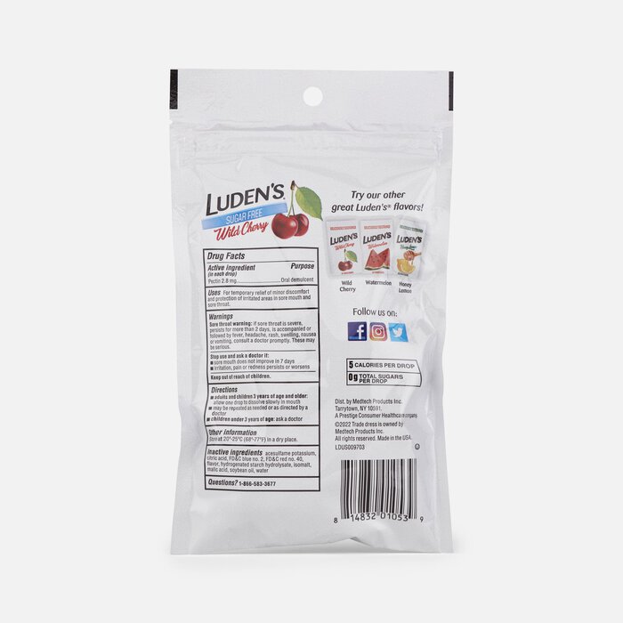 Luden's Wild Cherry Sugar Free Throat Drops, 25 ct. (3-Pack), , large