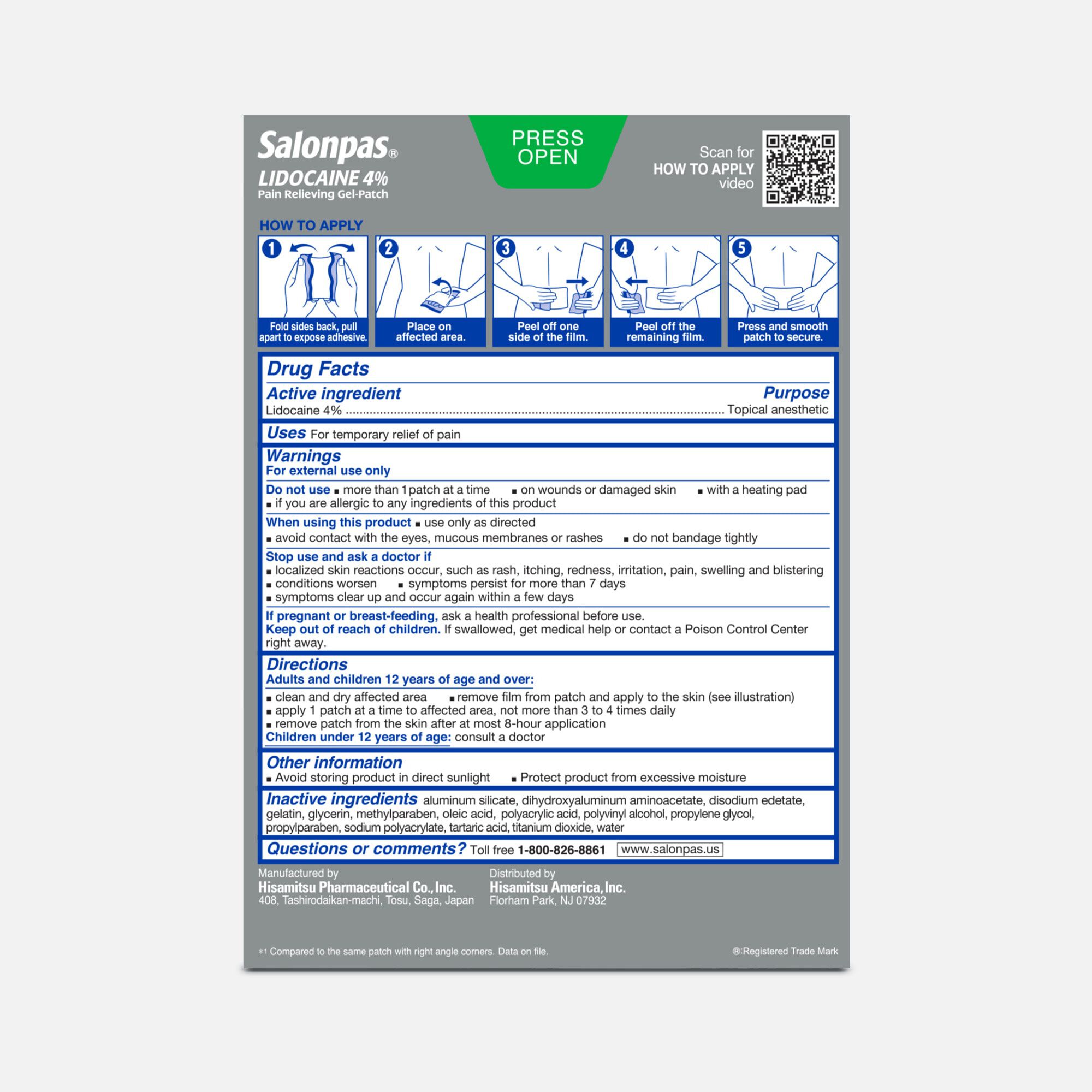 Salonpas Lidocaine Gel-Patch, 6 ct., , large
