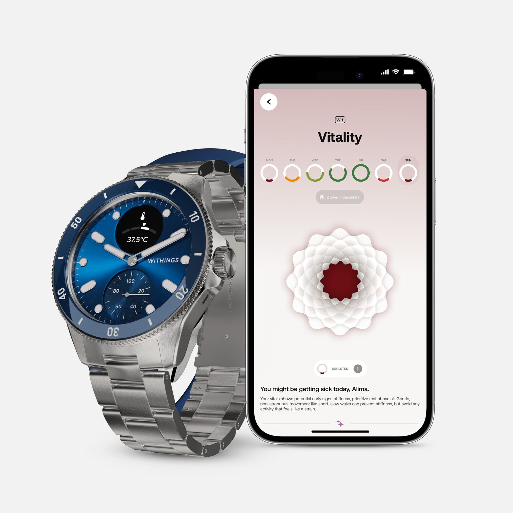 Withings ScanWatch Nova Premium Heart Health Hybrid Smartwatch, 42mm, Blue, , large