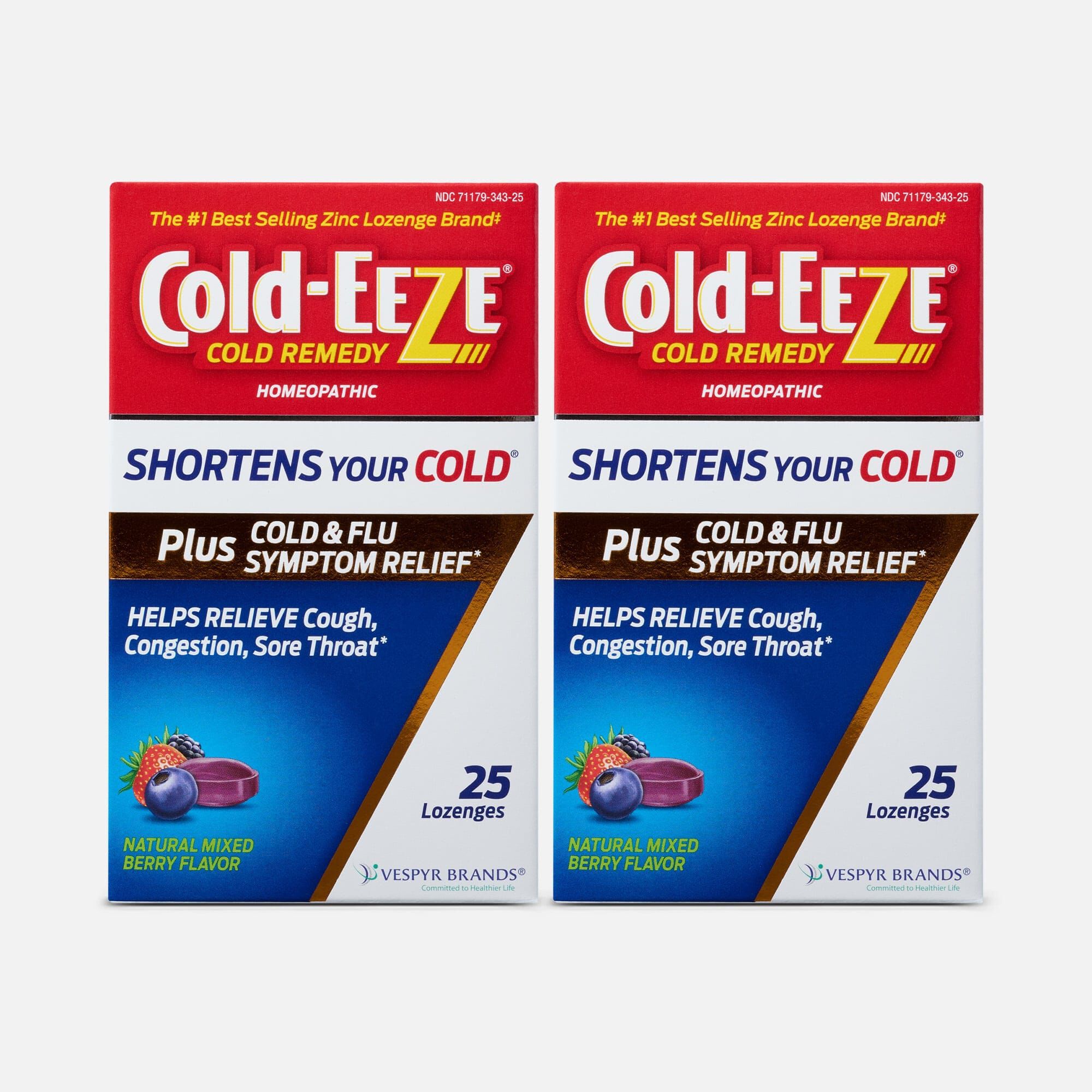 Cold-EEZE Plus Cold and Flu Symptom Relief, Natural Mixed Berry Lozenges, 25 ct. (2-Pack), , large