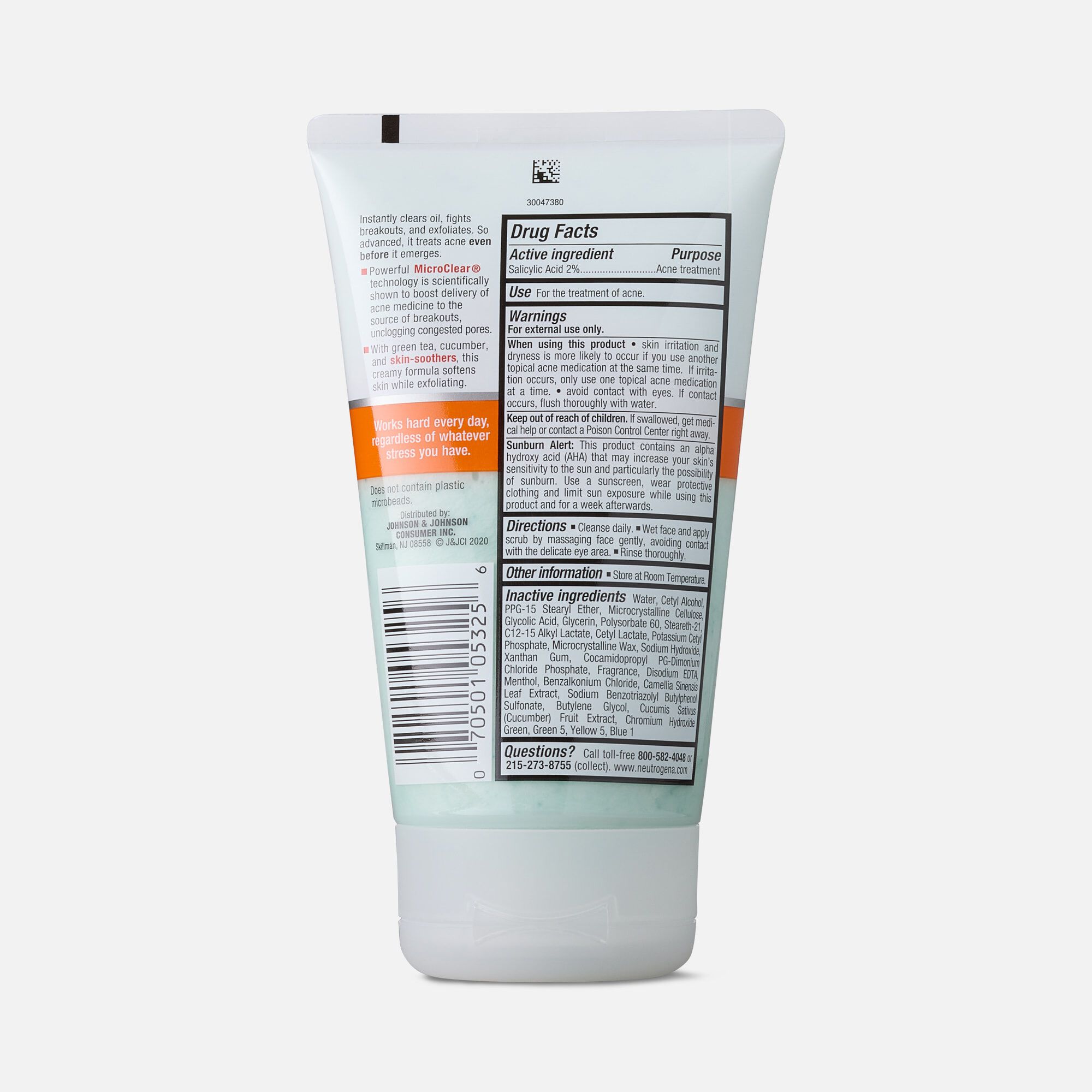 Neutrogena Oil-Free Acne Stress Control Power-Clear Scrub, 4.2 fl oz., , large