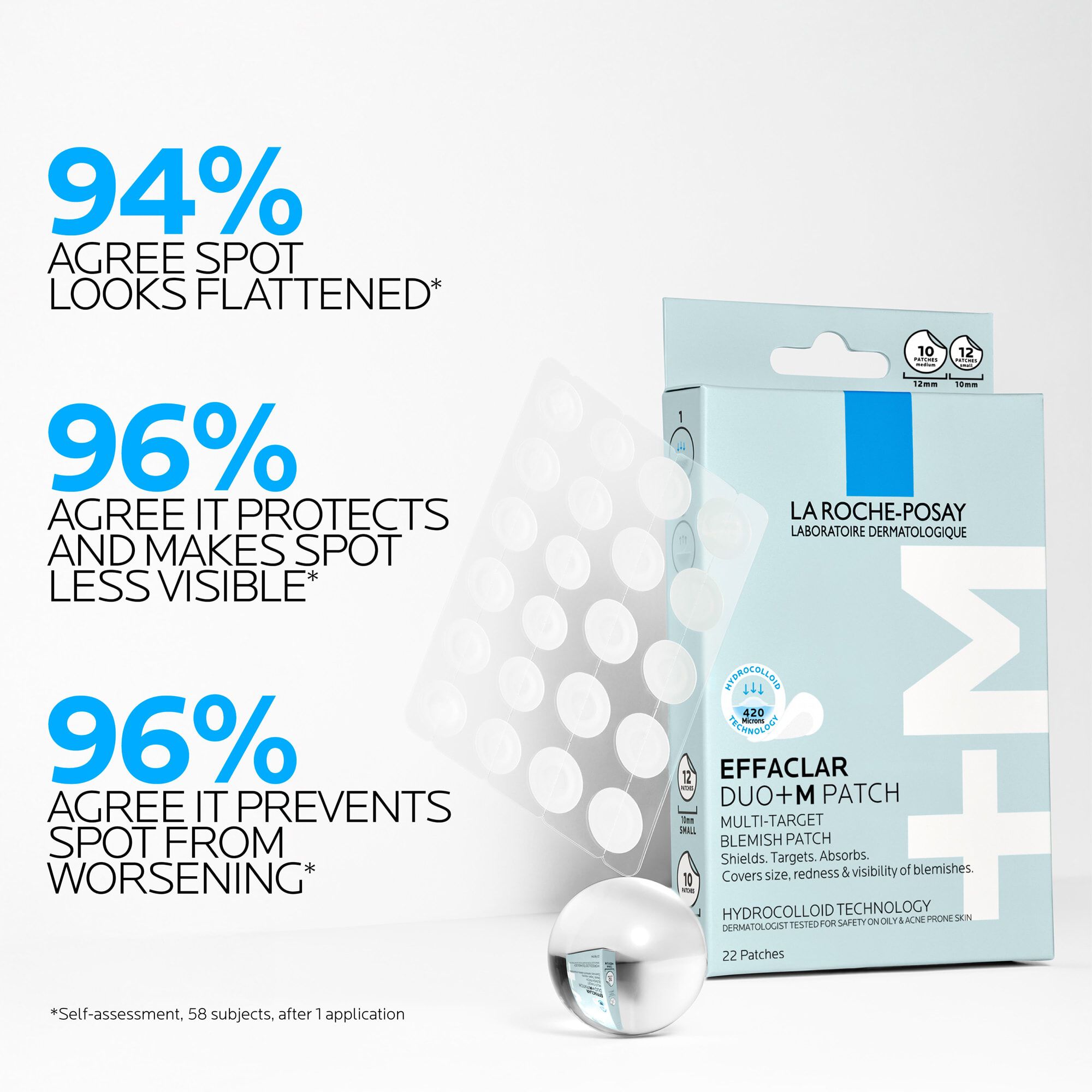La Roche Posay Effaclar Duo+M Multi-Target Blemish Patches, 22 ct., , large