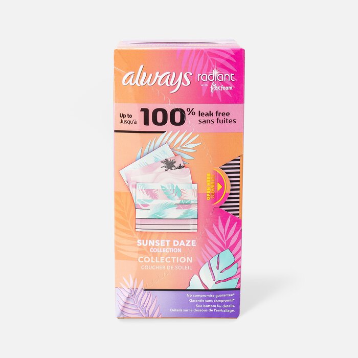 Always Radiant FlexFoam Teen Pads Regular Absorbency, with Wings, Unscented, 28 ct., , large