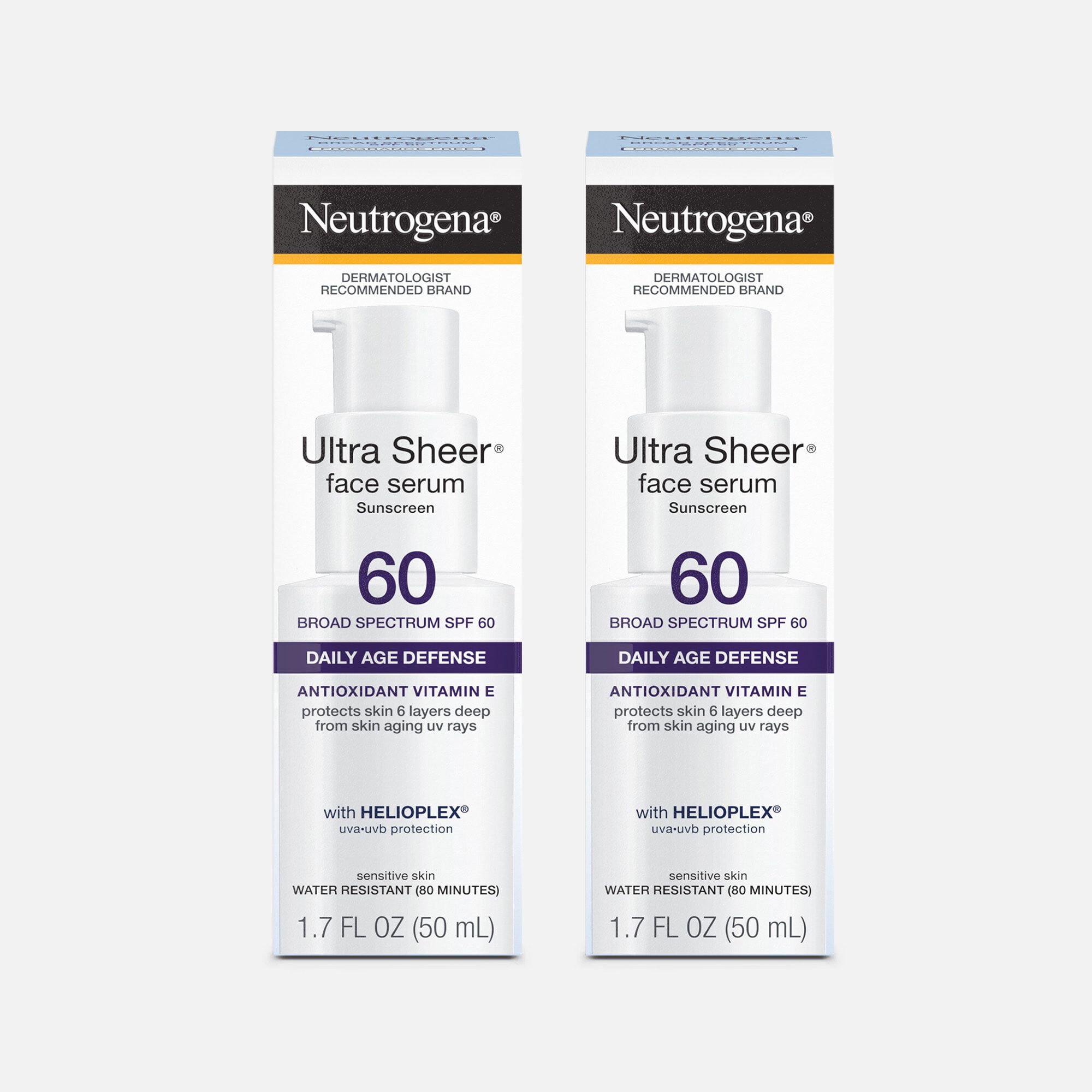 Neutrogena Ultra Sheer Face Serum SPF 60, 1.7 oz. (2-Pack)