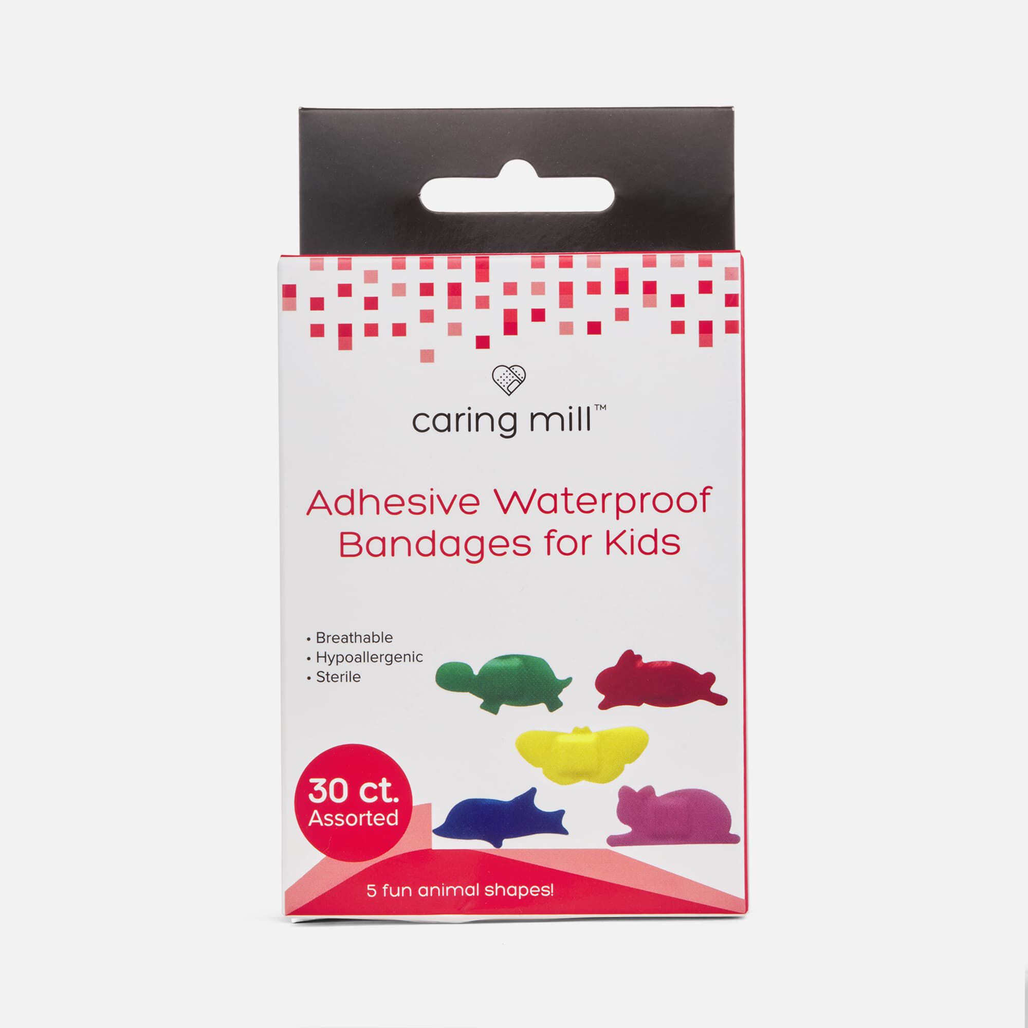 Caring Mill™ Adhesive Waterproof Bandages for Kids, Animal Shapes, 30 ct., , large