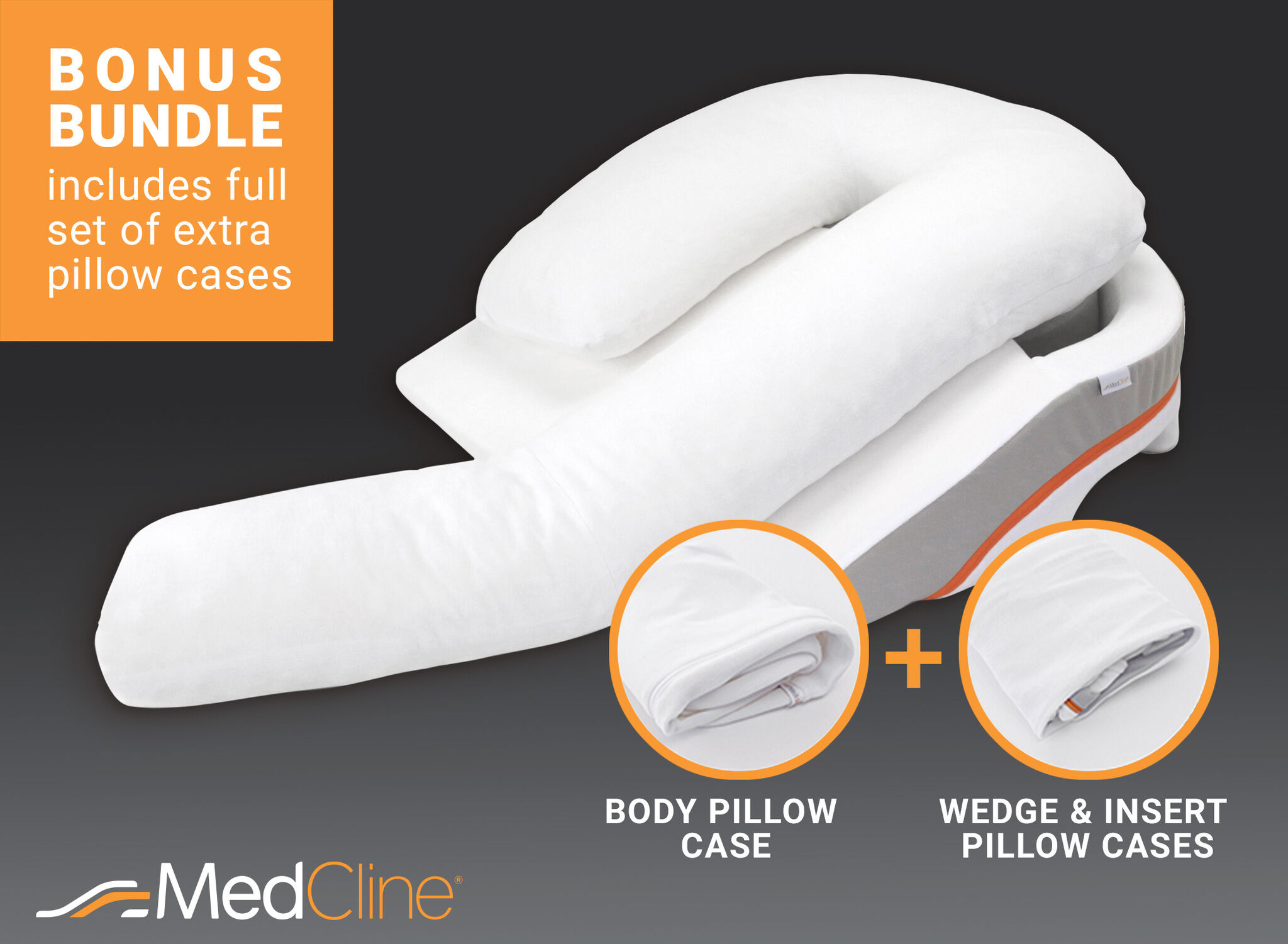 MedCline Acid Reflux Relief Pillow System + Extra Cases, , large