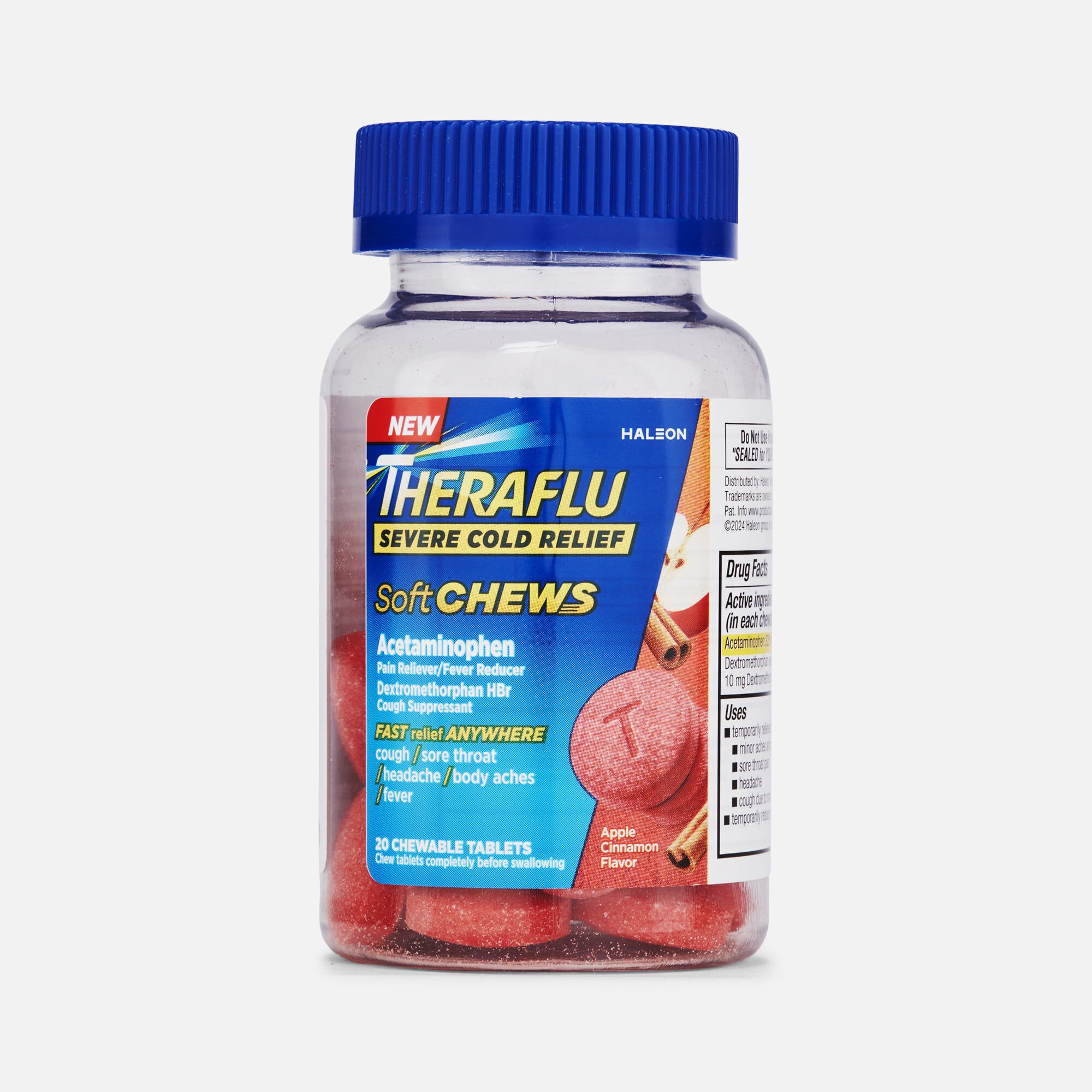 Theraflu Severe Cold Relief Daytime Soft Chews, Apple Cinnamon, 20 ct., , large