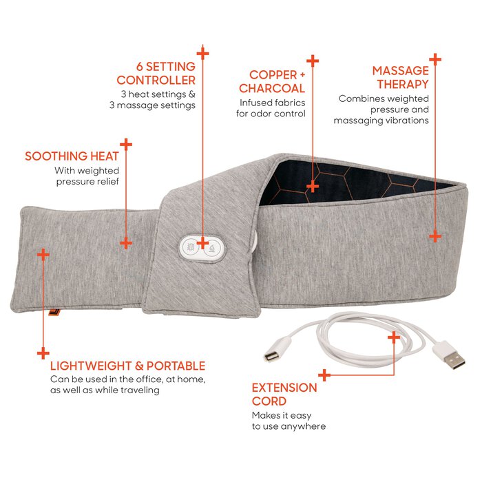 Sharper Image Calming Heat Massaging Neck Wrap, , large