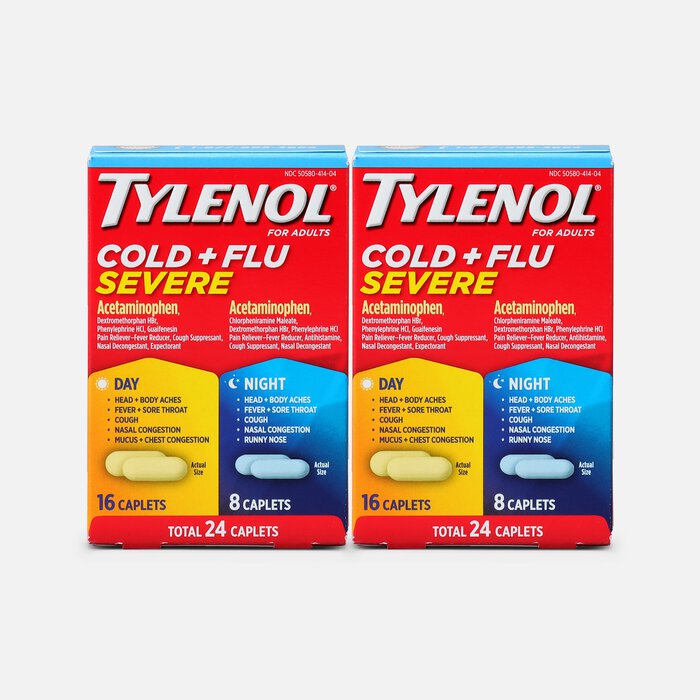 Tylenol Cold + Flu Severe Day & Night Caplets for Fever, Pain, Cough & Congestion Relief, 24 ct. (2-Pack), , large