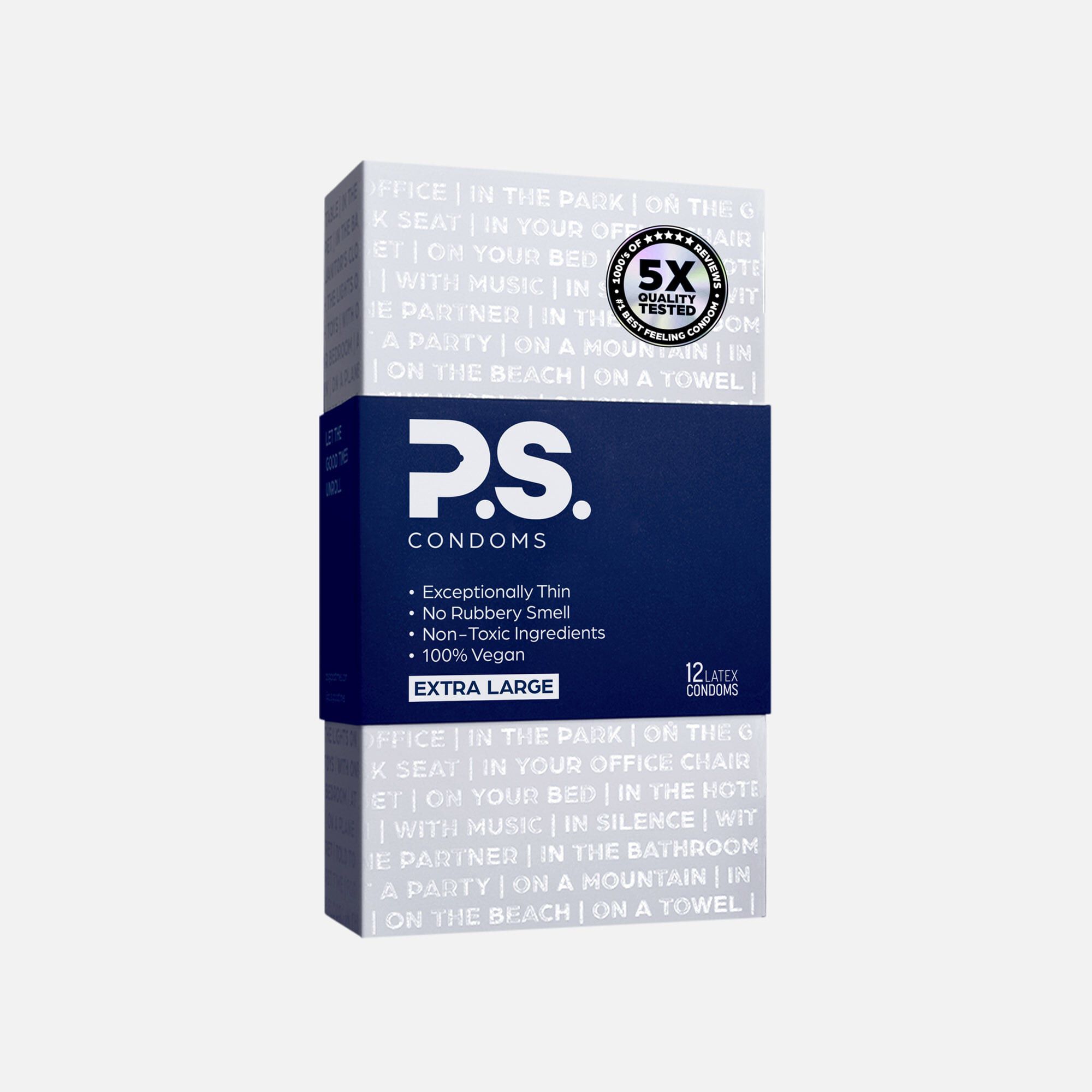 P.S. Condoms Exceptionally Thin Condoms, Size XL, 12 ct., , large