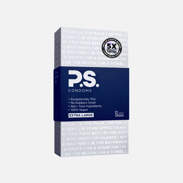 P.S. Condoms Exceptionally Thin Condoms, Size XL, 12 ct., , large