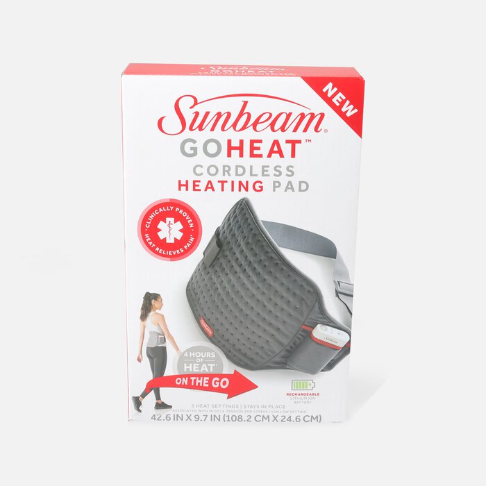 Sunbeam GoHeat Cordless Basic Heating Pad, Gray, 3 Heat Settings, , large