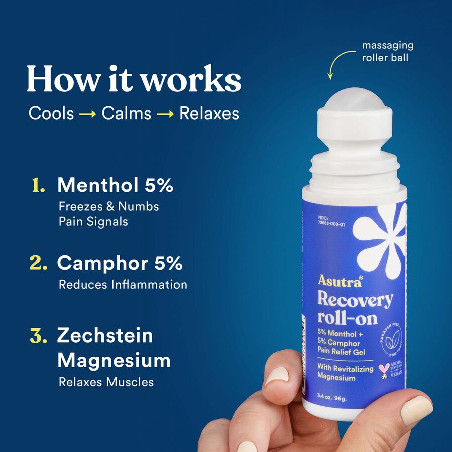 Asutra Recovery Roll On with Menthol, Camphor, and Magnesium, 3.4 oz., , large image number 3