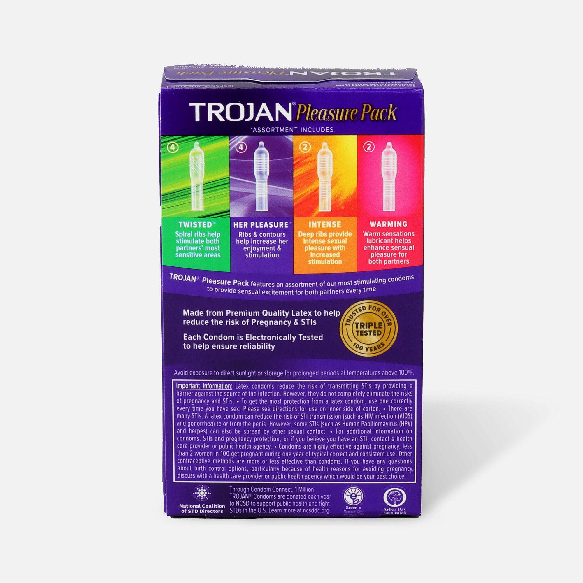 Trojan Lubricated Latex Condoms, Pleasure Pack, 12 ct., , large
