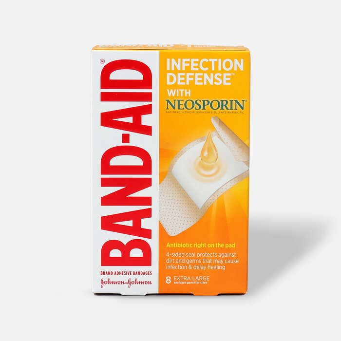 BAND-AID® Adhesive Bandages Infection Defense With Neosporin Antibiotic Extra Large - 8 ct., , large