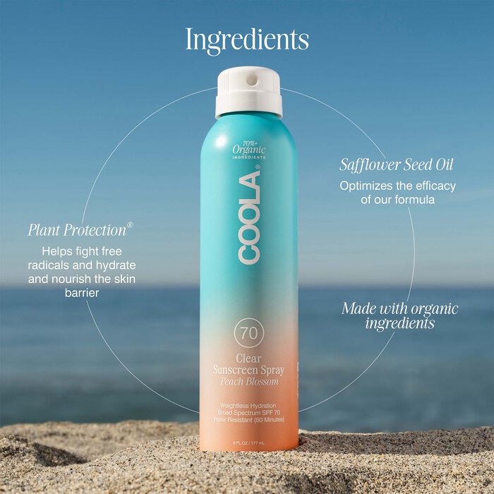 COOLA Classic Body Organic Sunscreen Spray SPF 70 Peach Blossom, 6 oz., , large
