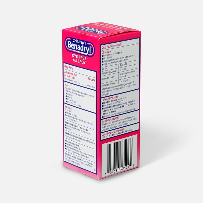 Children's Benadryl Oral Solution, Bubble Gum Flavored, 4 fl oz., , large