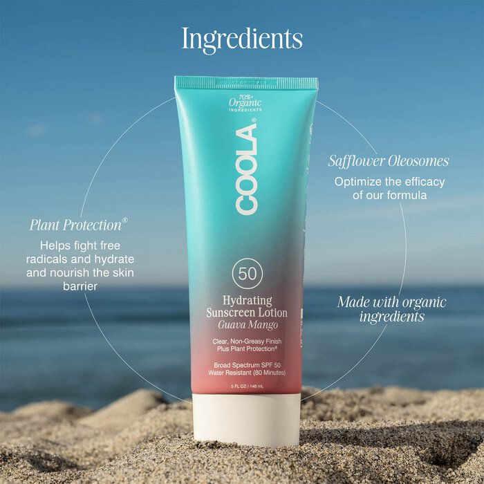COOLA Classic Body Organic Sunscreen Lotion SPF 50, Guava Mango, 5 oz., , large