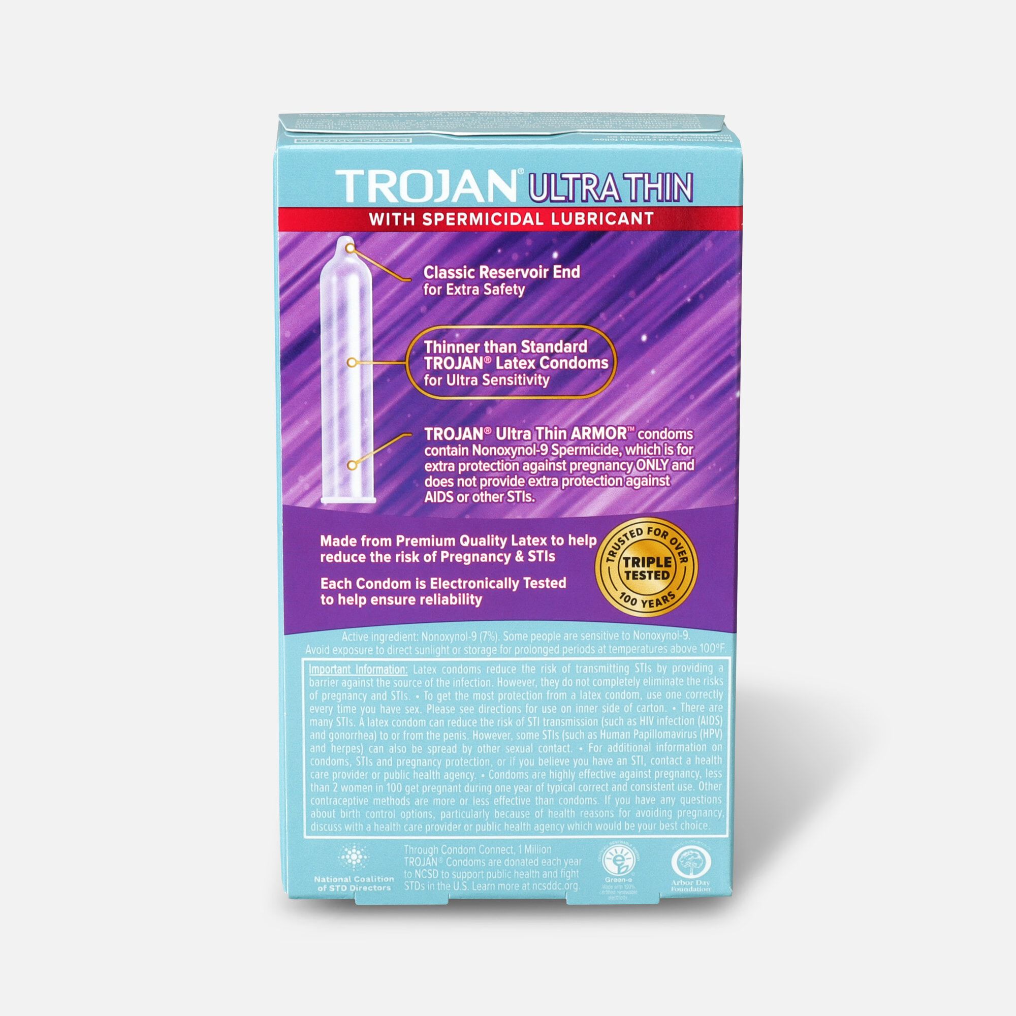 Trojan Ultra Thin Latex Condoms, Spermicidal 12 ct., , large