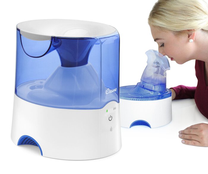 Crane 2-in-1 Warm Mist Humidifier and Steam Inhaler, Blue/White, , large