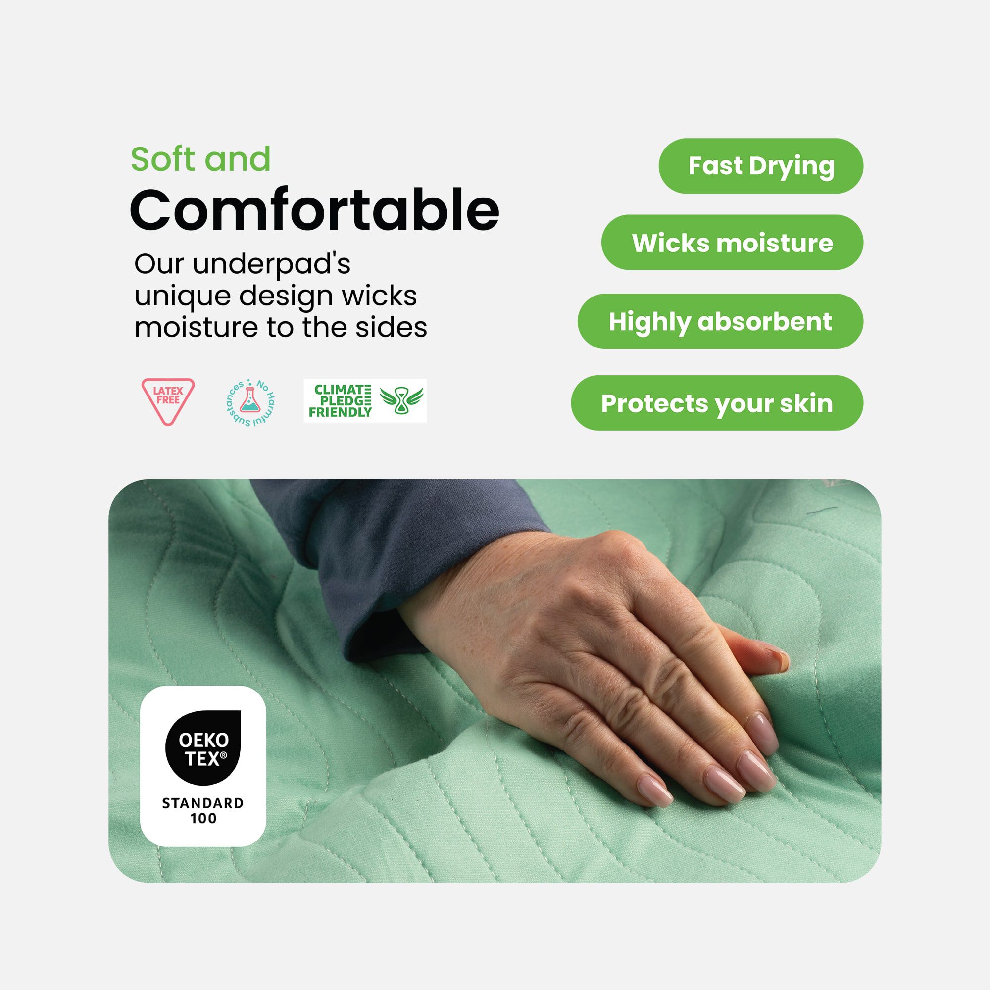 Improvia Washable Underpads, Heavy Absorbency, Reusable Incontinence Pads for Bed, Sofa, Floor, , large