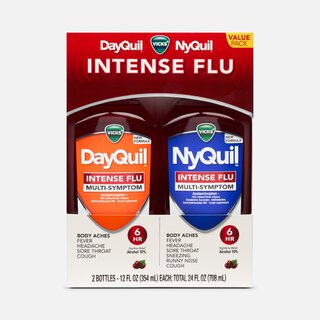 Vicks® DayQuil™ and NyQuil™ Intense Flu Multi-symptom Liquid Combo-Pack, Cherry, 12 fl oz.