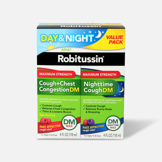 Robitussin Maximum Strength Day & Night Cough + Chest Congestion DM Value Pack, 4 oz. each