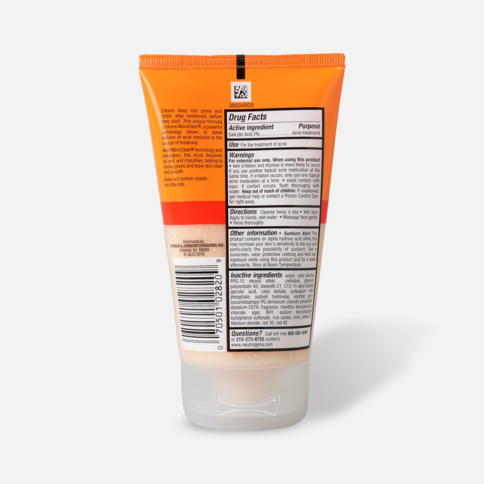 Neutrogena Oil-Free Acne Daily Face Scrub, 4.2 oz., , large