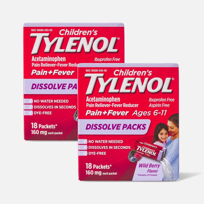 Tylenol Children's Pain and Fever Powder Packs, Berry Flavor, 18 ct. (2-Pack), , large