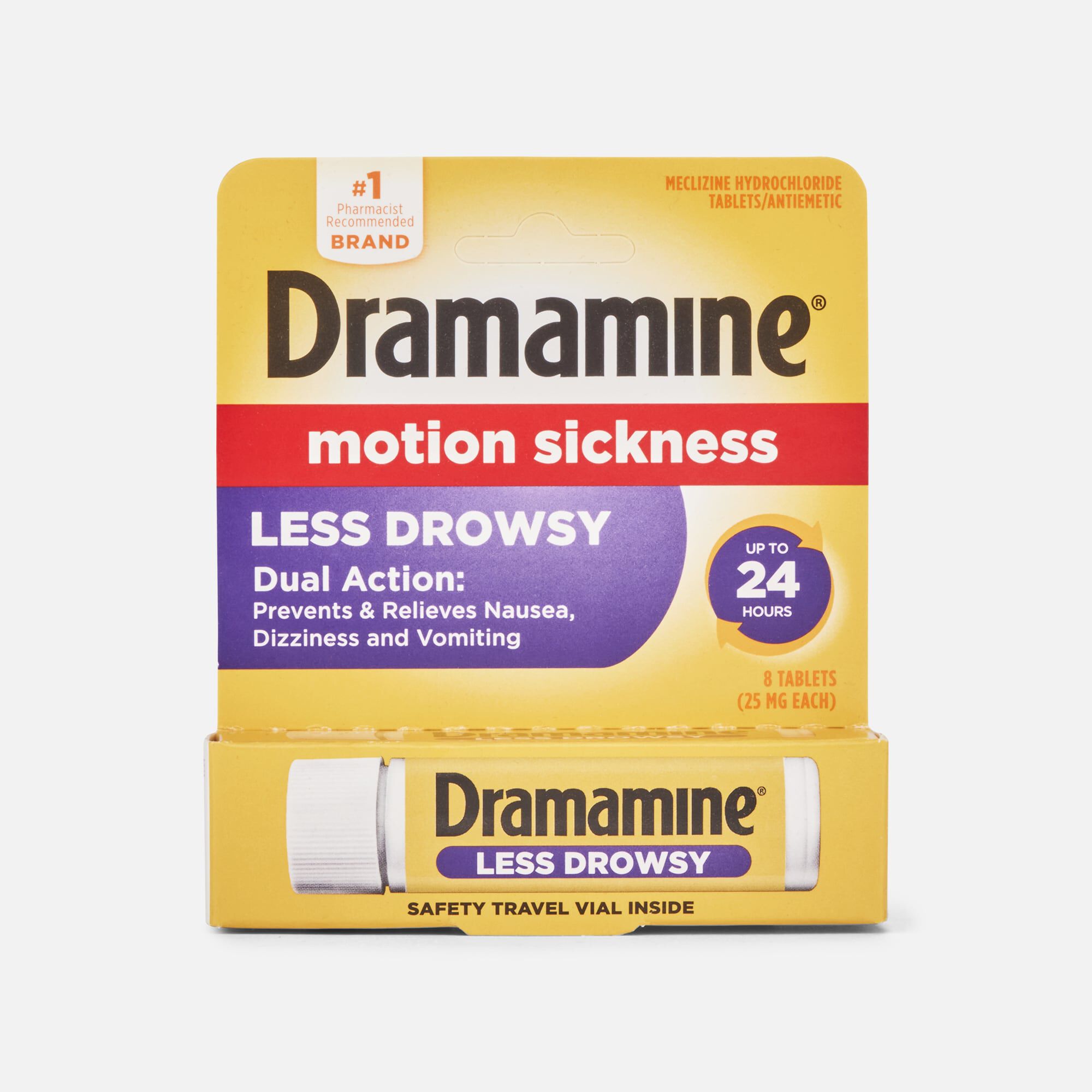 Dramamine Motion Sickness Relief Tablets, Less Drowsy Formula, 8 ct., , large