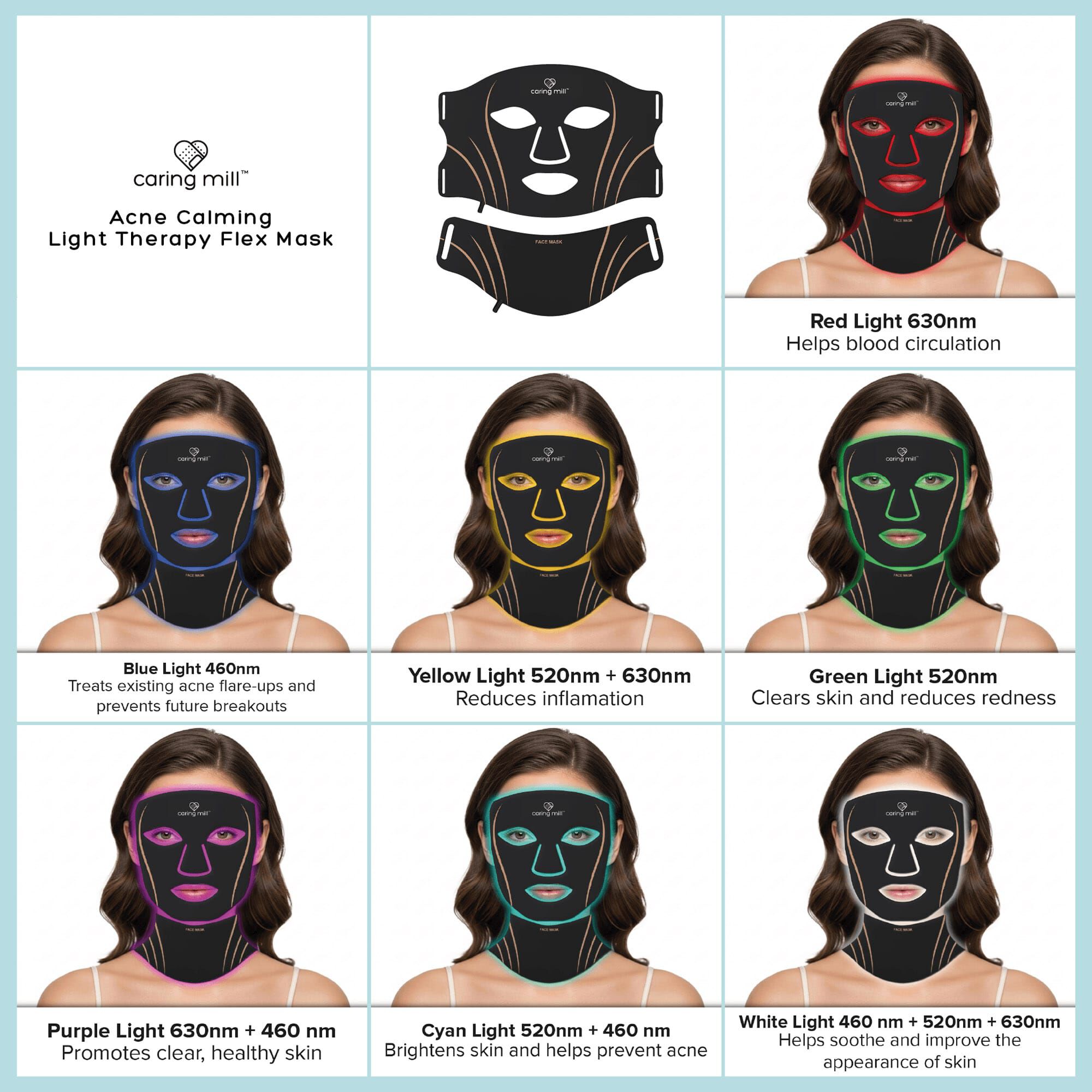 Caring Mill™ Acne Calming Light Therapy Flex Mask, , large