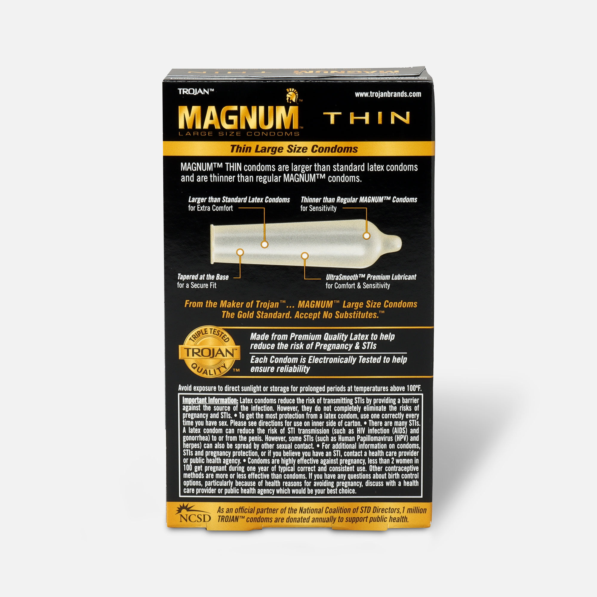 Trojan Condoms Magnum Lubricated Latex Thin, Large 12 ct., , large