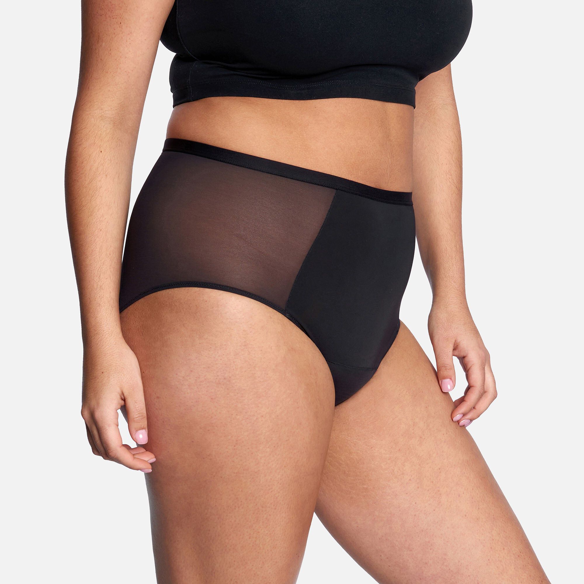 Thinx Comfort Stretch Hi-Waist Period Underwear, Black, , large