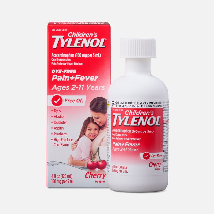 Tylenol Children's Pain & Fever Reliever Liquid, Dye-Free, Cherry, 4 fl oz., , large