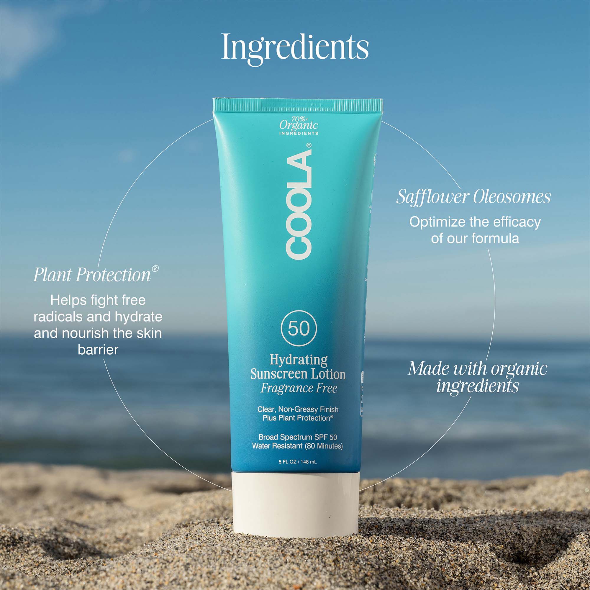 COOLA Classic Body Organic Sunscreen Lotion SPF 50 Fragrance-Free 5 oz., , large