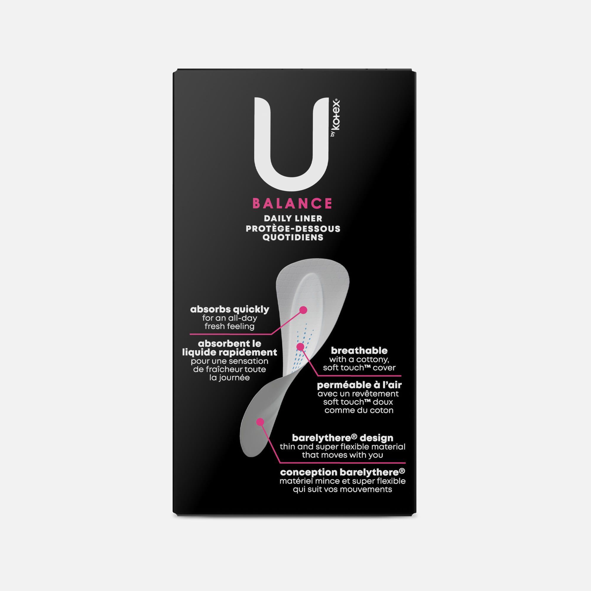 U by Kotex Balance Daily Wrapped Panty Liners, Light Absorbency, Regular Length, 50 ct., , large