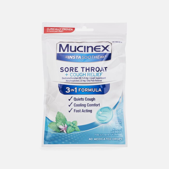 Mucinex InstaSoothe Sore Throat + Cough Relief - Alpine Herbs & Fresh Mint, 40 ct., , large