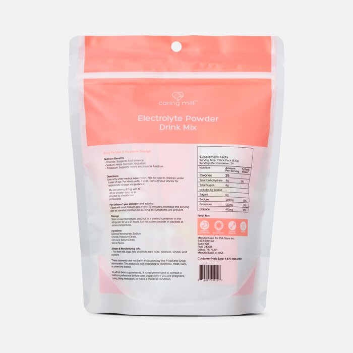 Caring Mill™ Electrolyte Powder, Berry Breeze and Raspberry Lemonade Flavor Variety, 24 ct., , large