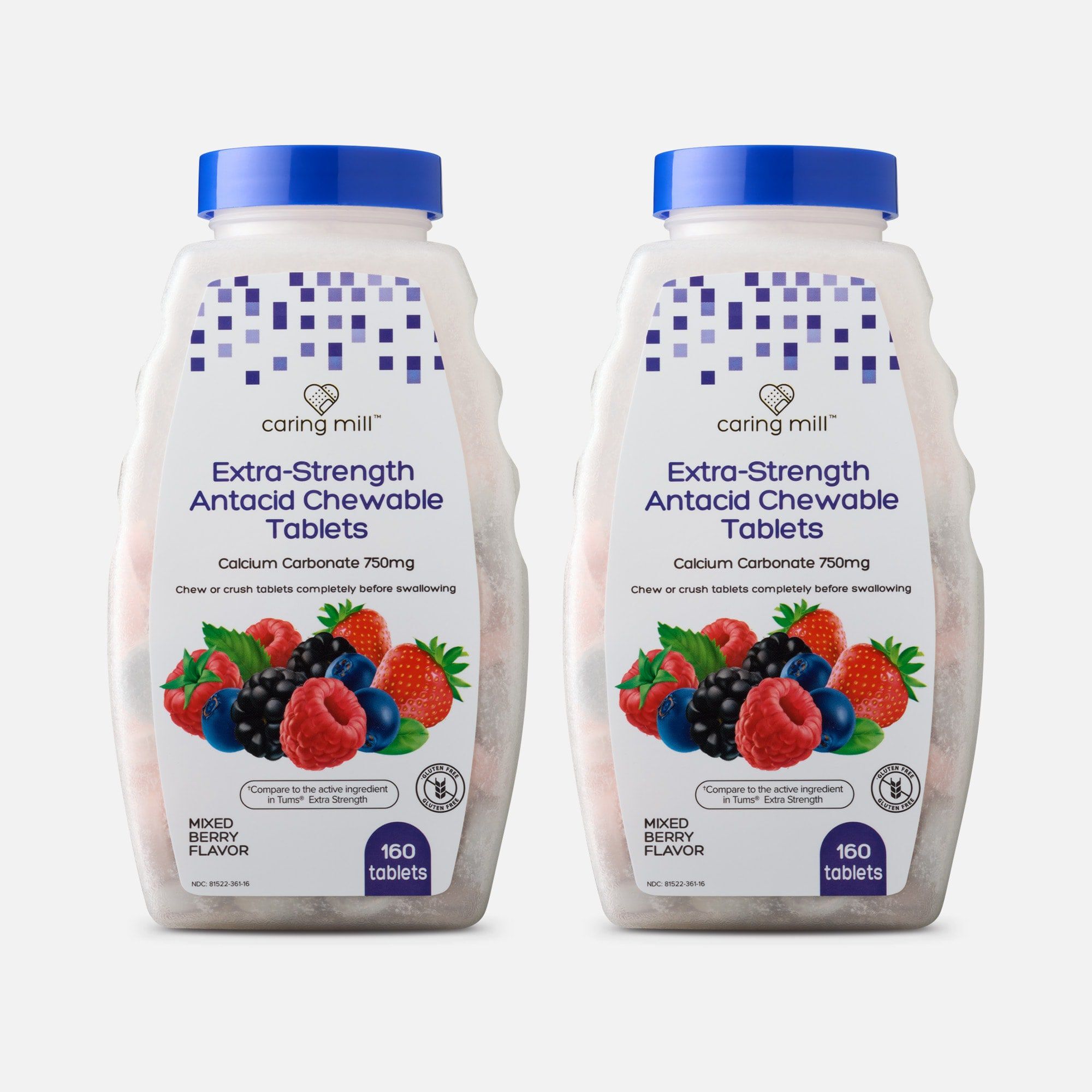 Caring Mill™ Extra Strength Antacid Chewable Tablets, Mixed Berry, 160 ct. (2-Pack), , large
