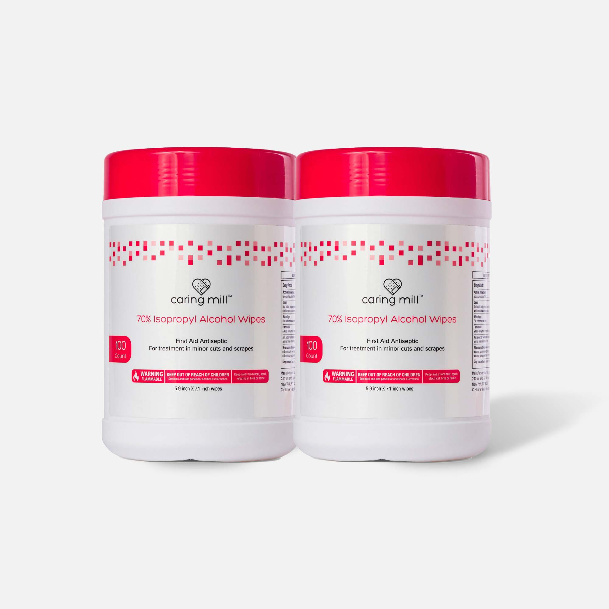 Caring Mill™ Alcohol Wipes Canister, 100 ct. (2-Pack), , large