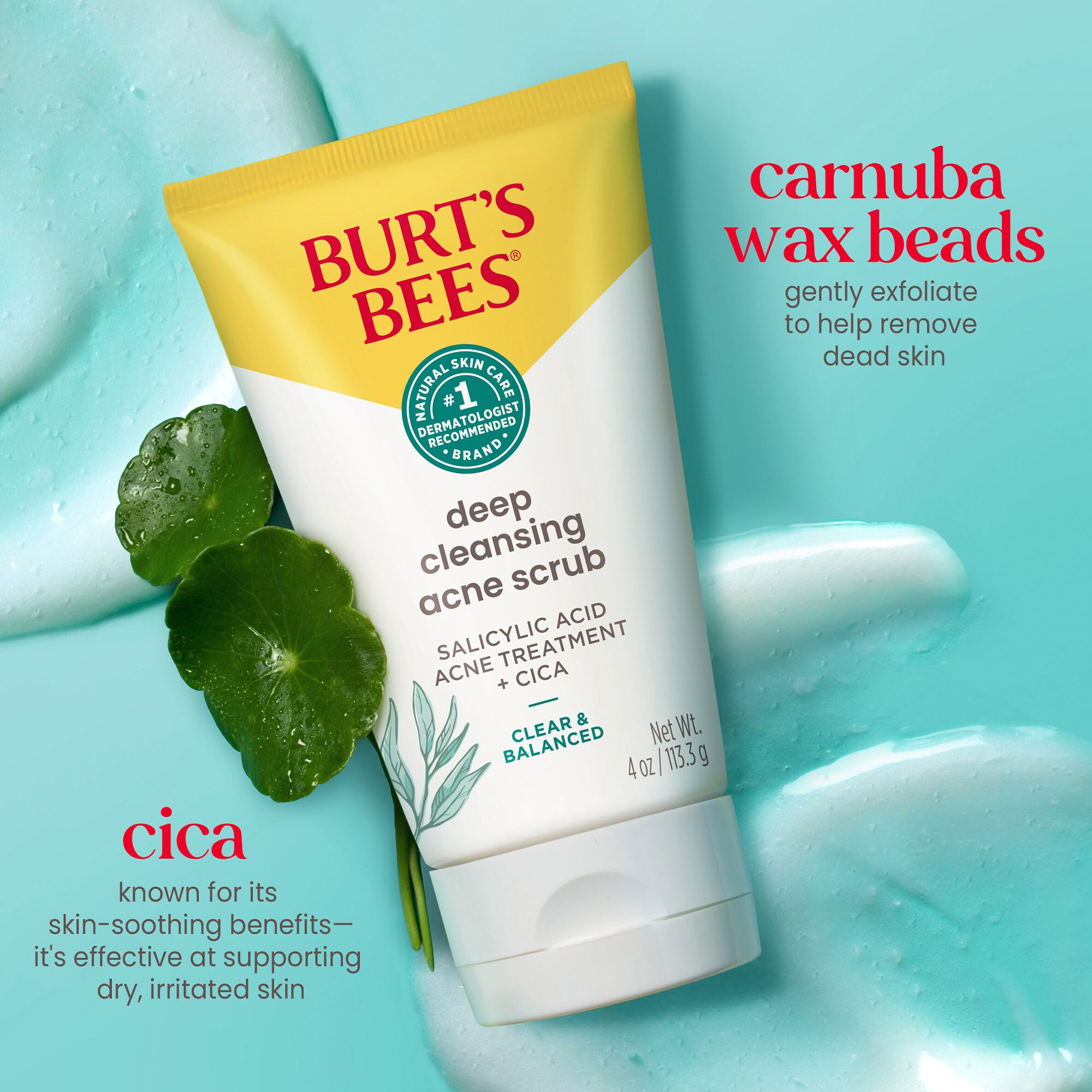 Burt's Bees Clear and Balanced Deep Cleansing Acne Scrub, 4 oz., , large