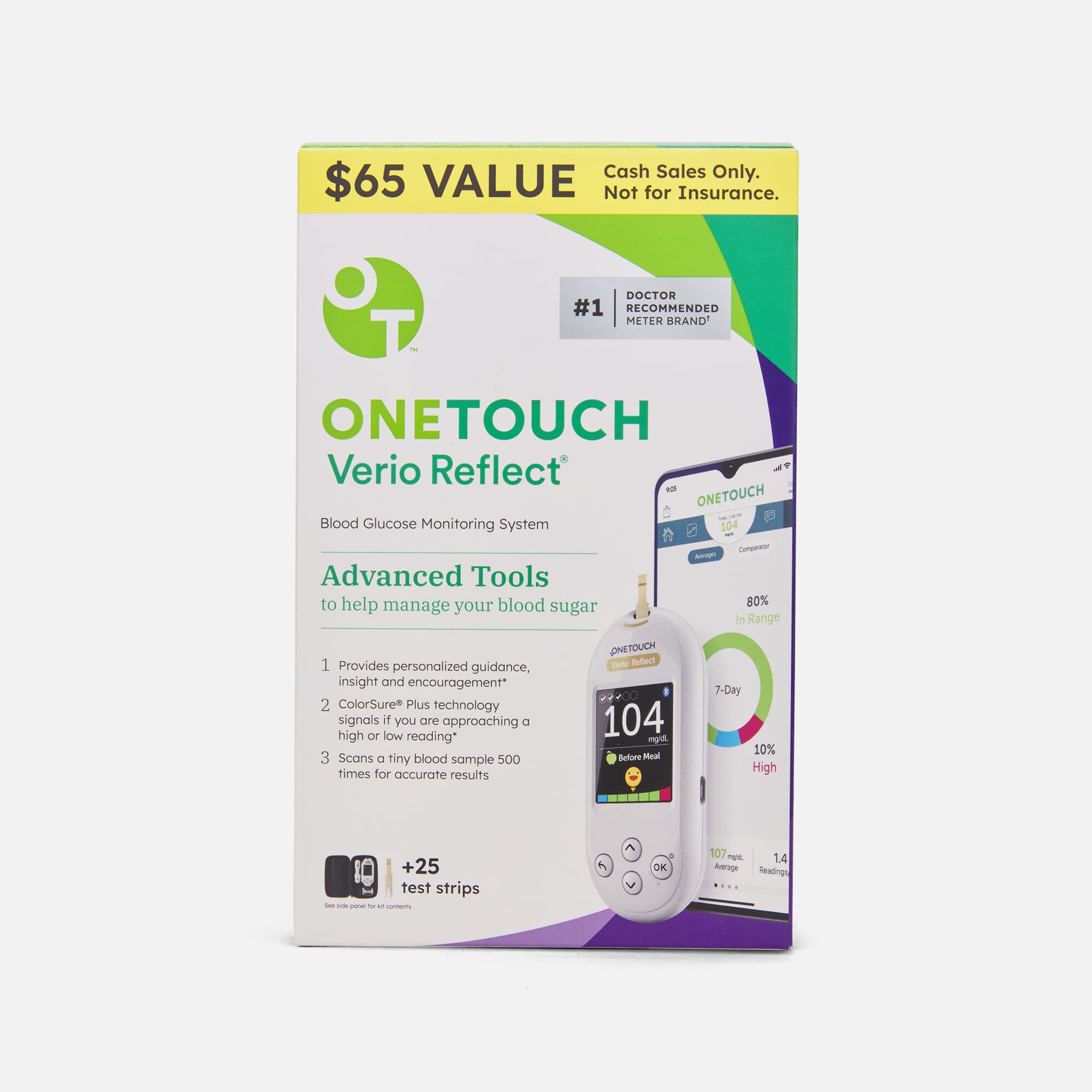 OneTouch Verio Reflect Blood Glucose Monitoring System, , large