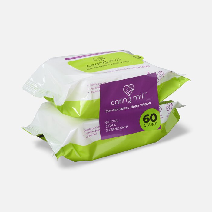 Caring Mill™ Gentle Saline Nose Wipes, Unscented, 30 ct. (2 pack), , large
