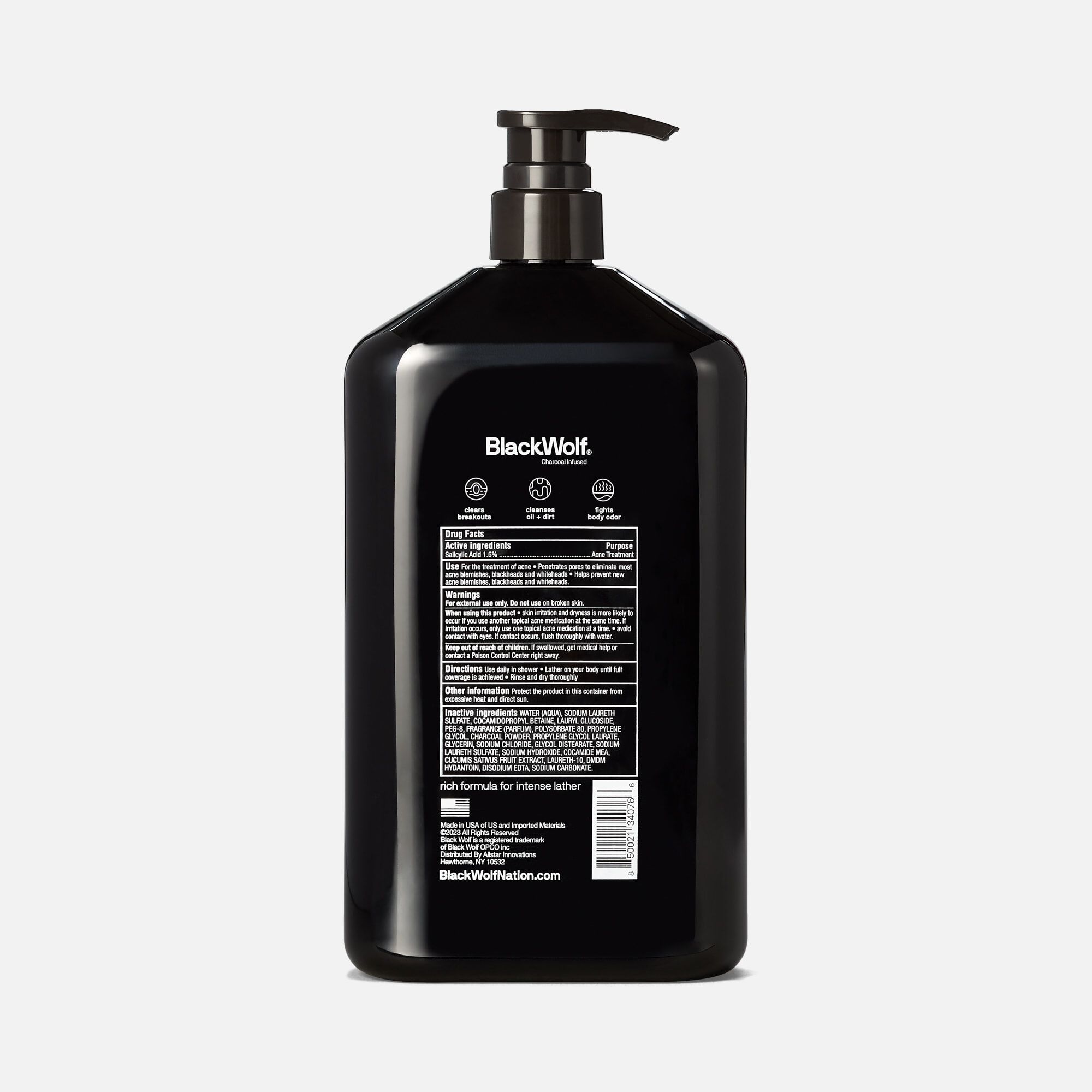 Black Wolf Acne Charcoal Body Wash, , large
