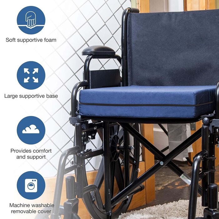 DMI Foam Seat Cushion for Wheelchair or Chair, Blue, , large