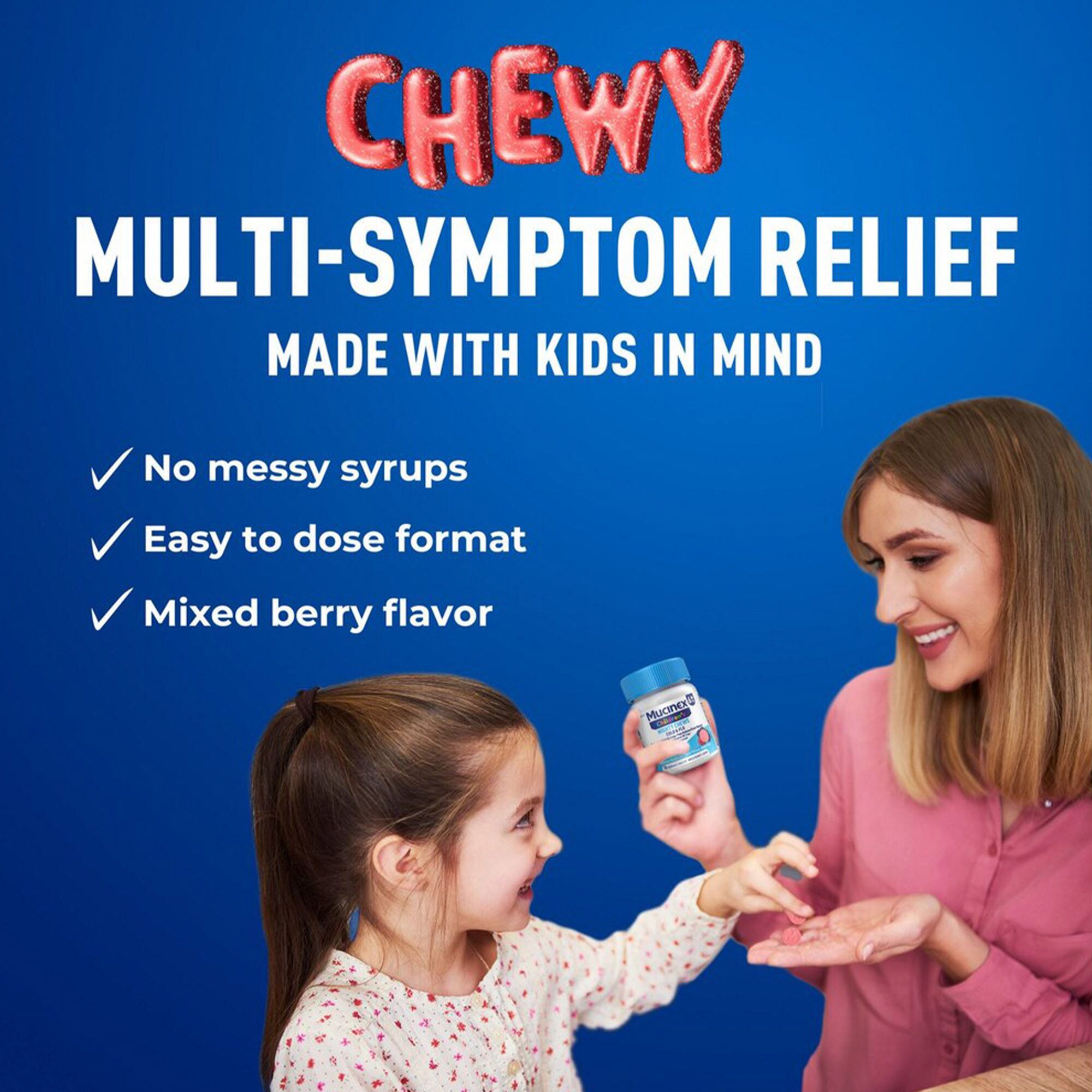 Mucinex Children's Mighty Chews Daytime Cold & Flu, Mixed Berry, 16 ct., , large