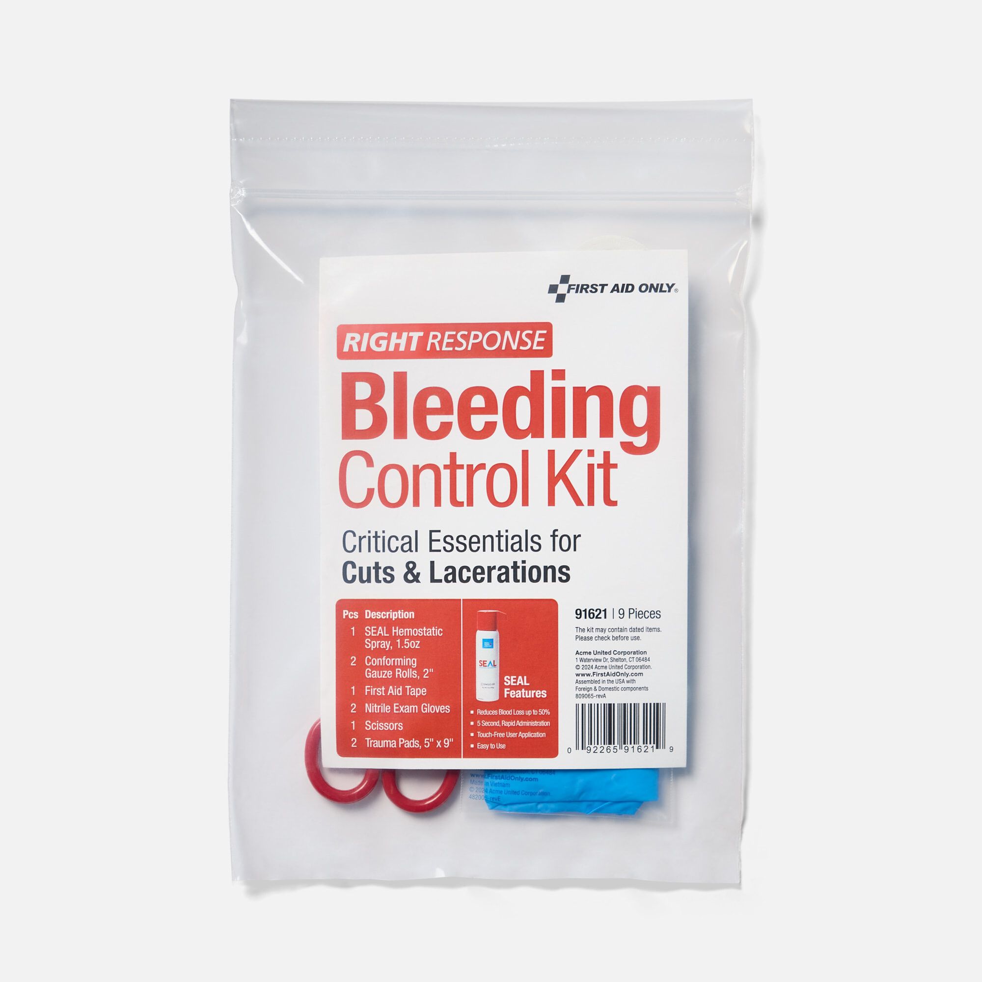 First Aid Only Critical Essentials Bleeding Control Kit for Cuts & Lacerations, , large